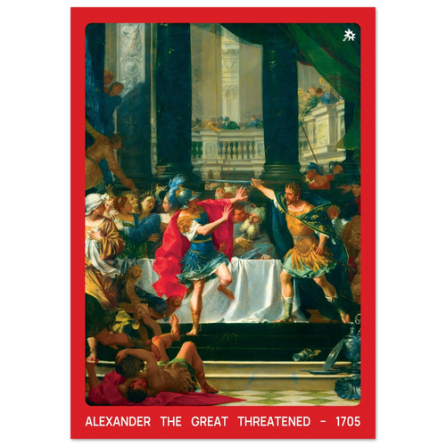 1705 Alexander the Great historical print on Jimik Design: dramatic father-son scene, vintage giclée wall art.