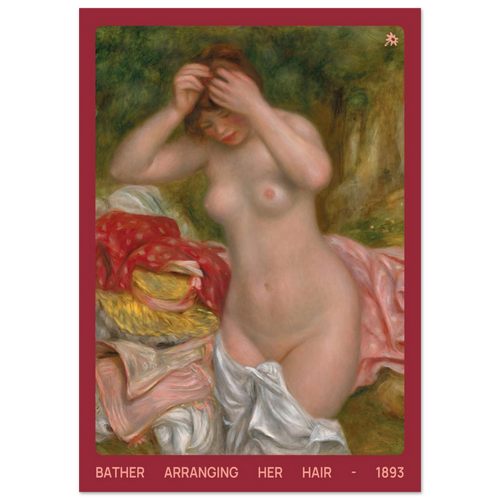 1893 bather arranging her hair print on Jimik Design: graceful figure in serene pose, vintage giclée home decor.