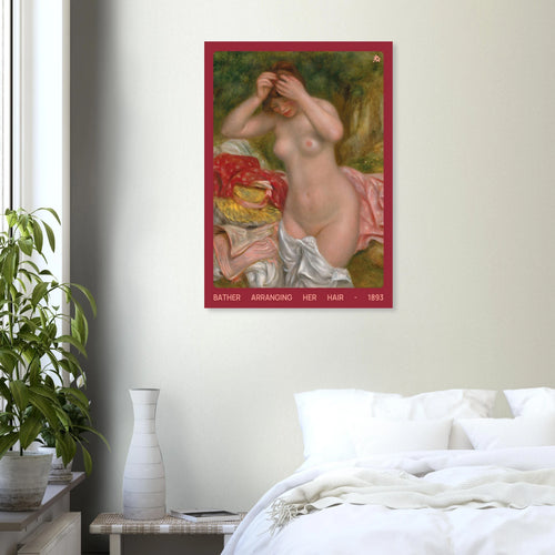 1893 bather arranging her hair print on Jimik Design: graceful figure in serene pose, vintage giclée home decor.