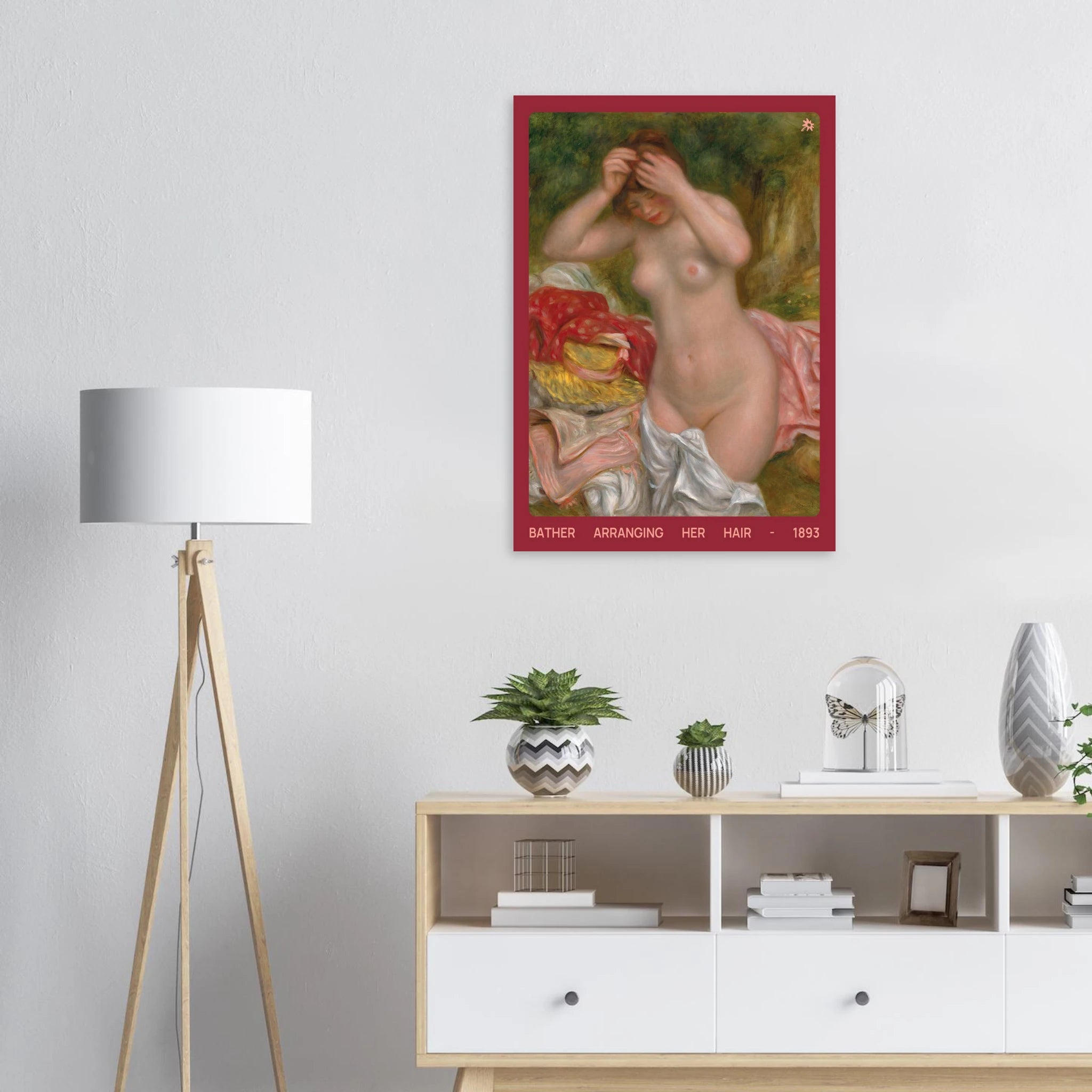 1893 bather arranging her hair print on Jimik Design: graceful figure in serene pose, vintage giclée home decor.