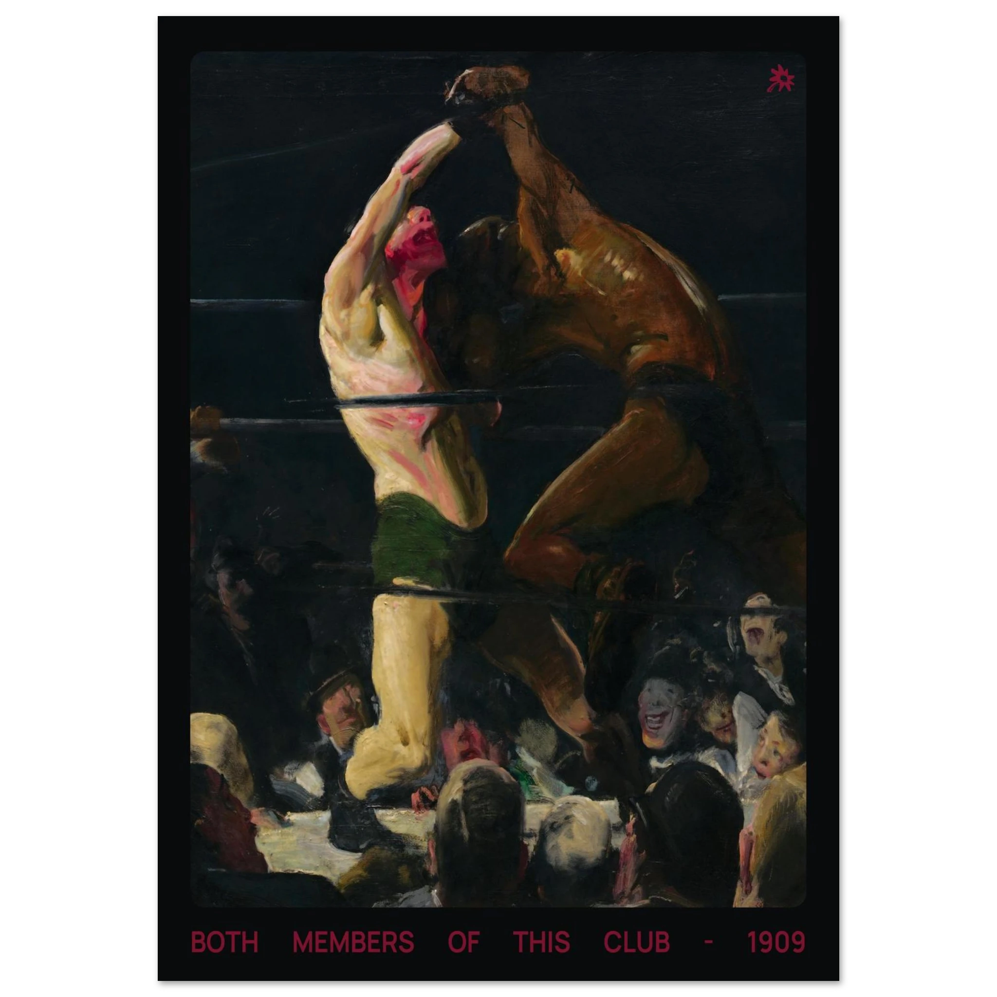 Humorous 1909 both members of this club cartoon print by Jimik Design: witty historical satire, high-quality giclée art.