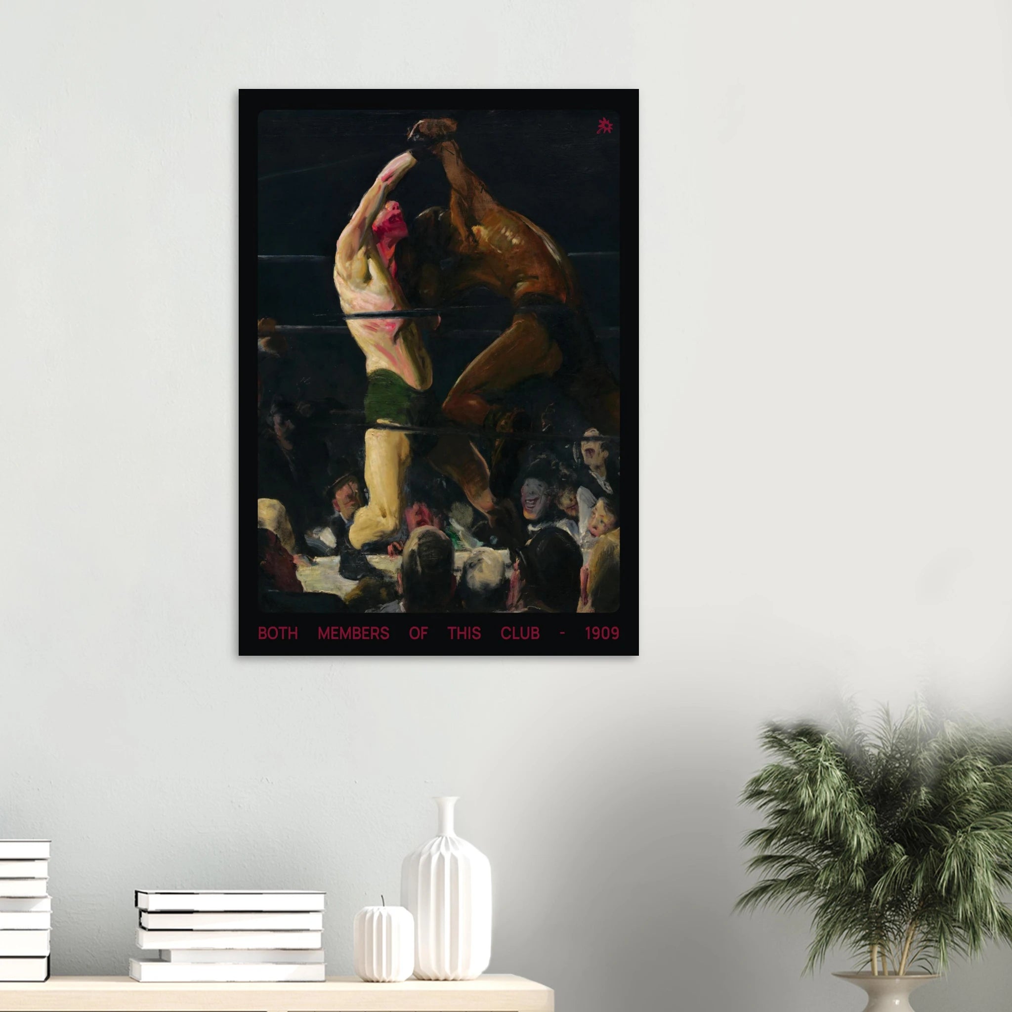 Humorous 1909 both members of this club cartoon print by Jimik Design: witty historical satire, high-quality giclée art.
