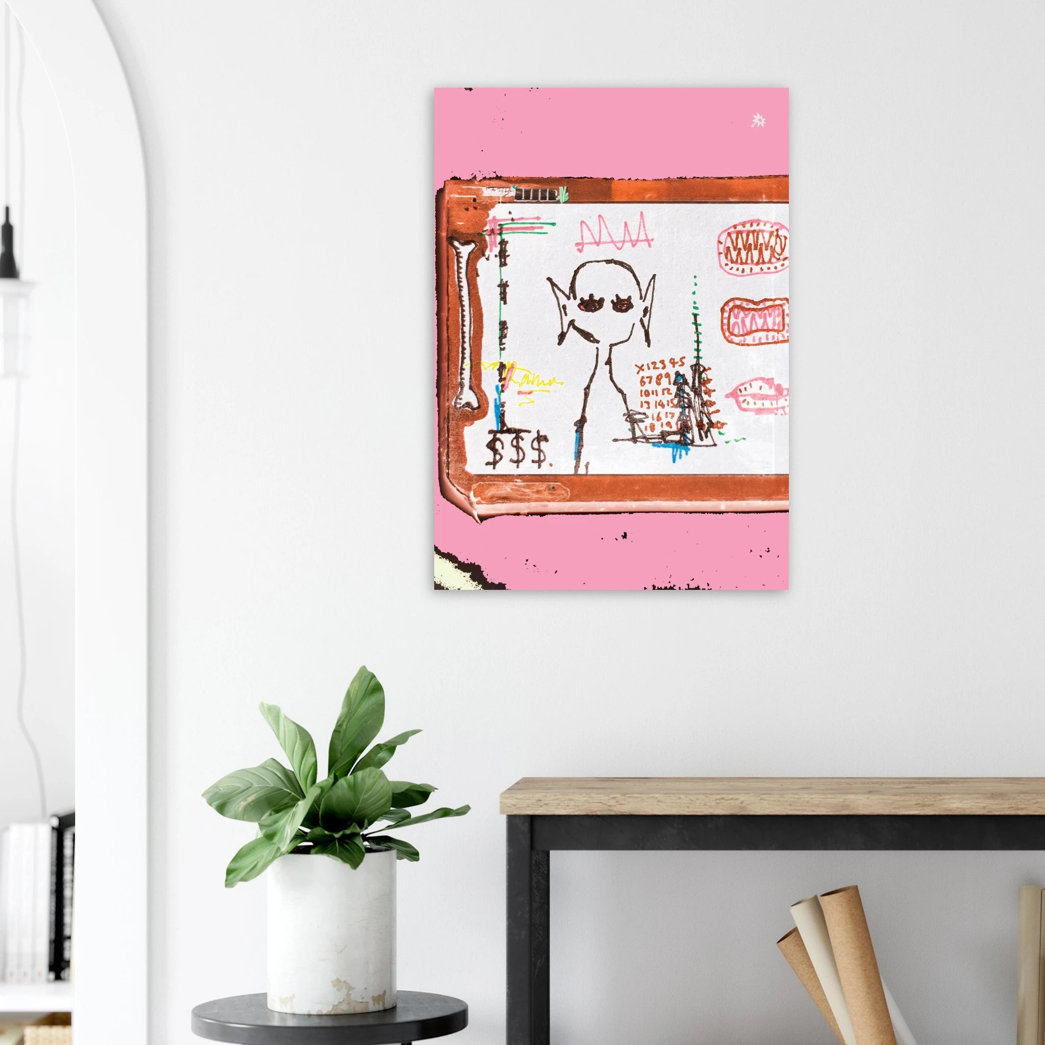 Good spirit 200gsm giclée print by Jimik Design: ethereal figure with vibrant pink tones, modern wall art. wall 1