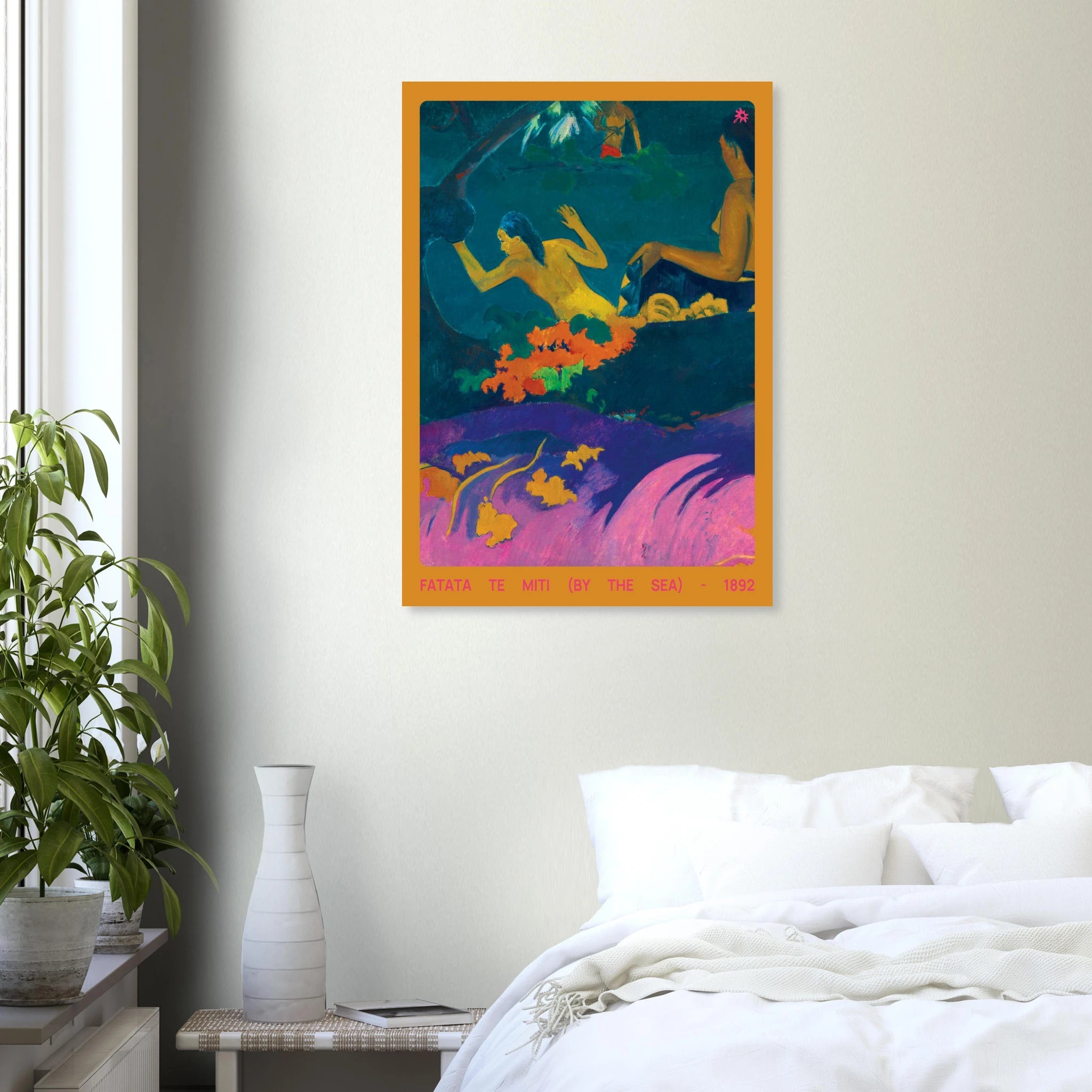 1892 Fatata te Miti by the sea print on Jimik Design: vibrant tropical beach scene, high-quality vintage giclée art.