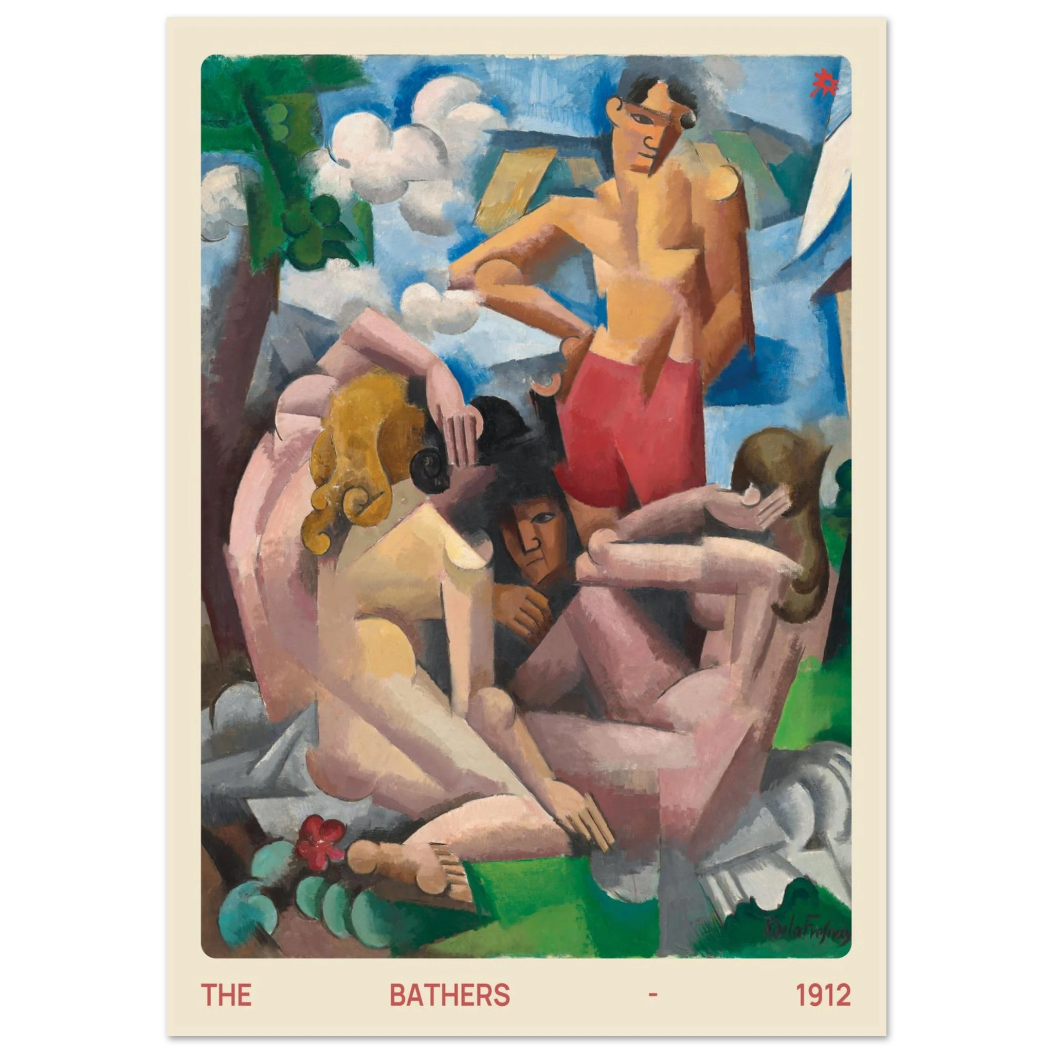 1912 the bathers art print on Jimik Design: serene figures by water, high-quality vintage giclée for home decor.