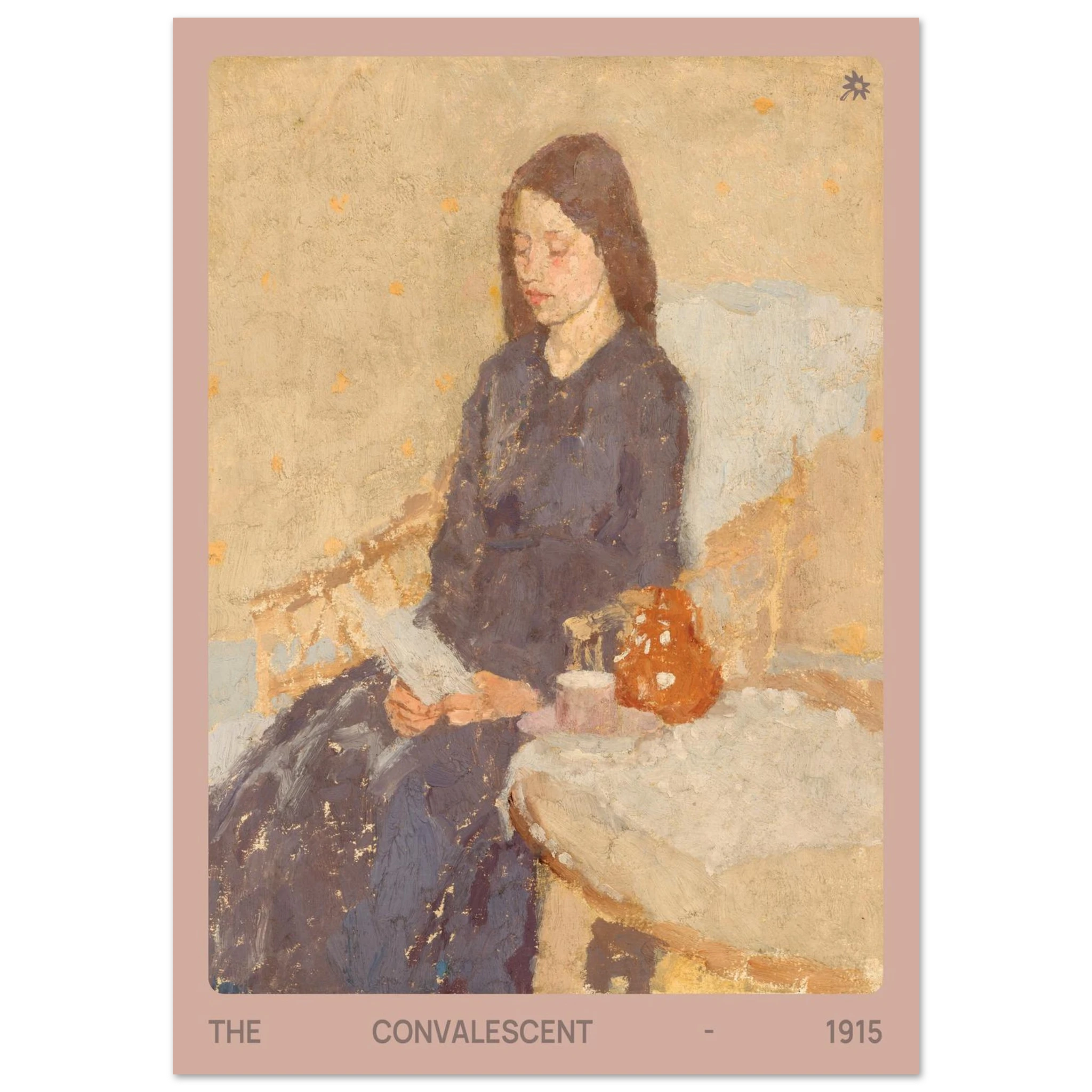 1915 the convalescent portrait print on Jimik Design: tender recovery scene, premium vintage giclée wall art.