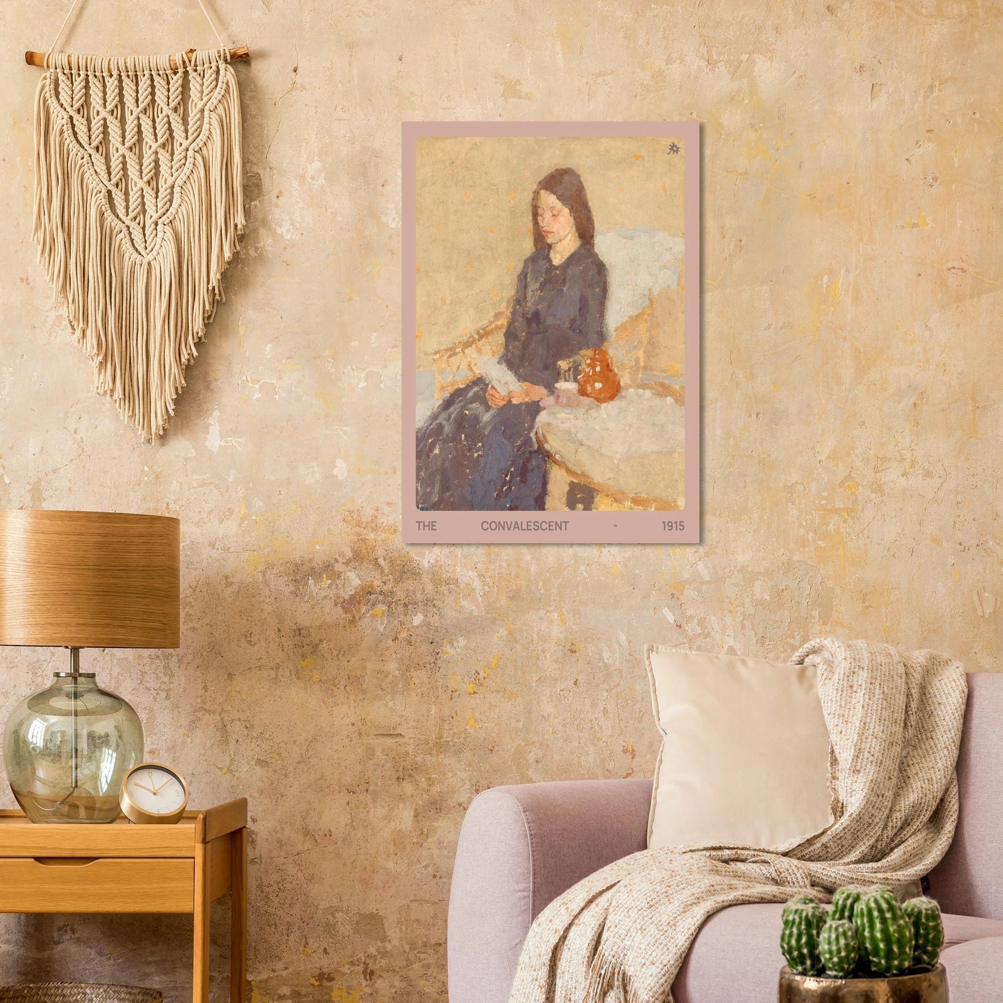 1915 the convalescent portrait print on Jimik Design: tender recovery scene, premium vintage giclée wall art.